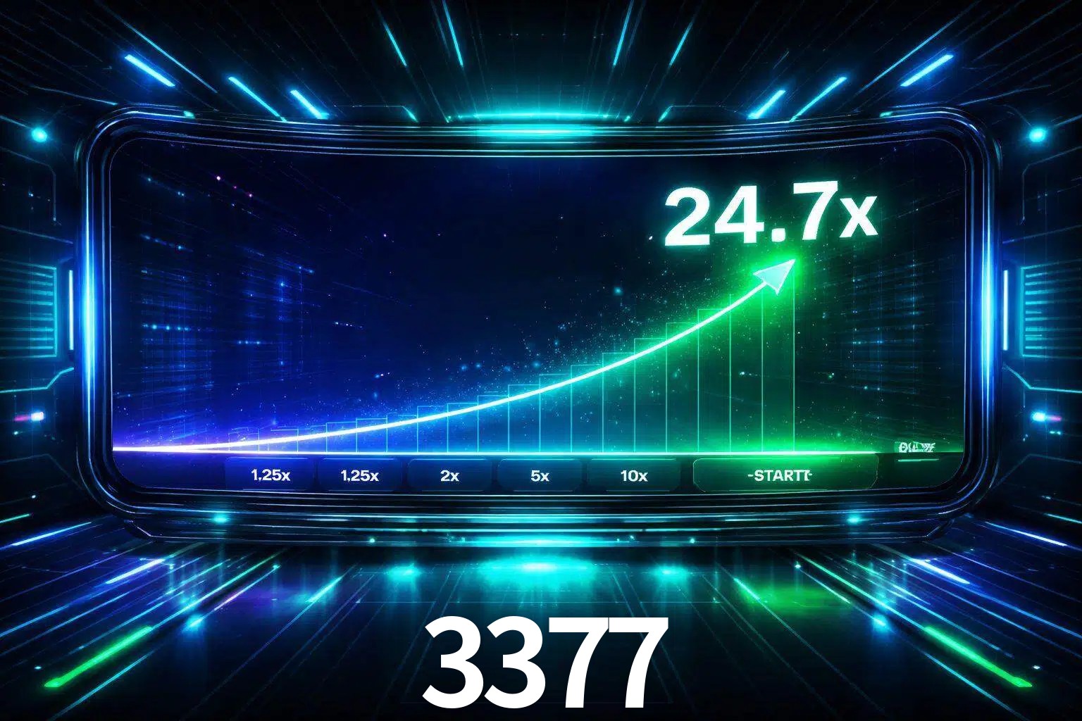 Una pantalla moderna de juego estilo crash con multiplicadores ascendentes, visuales de neón y una interfaz intensa enfocada en la acción.